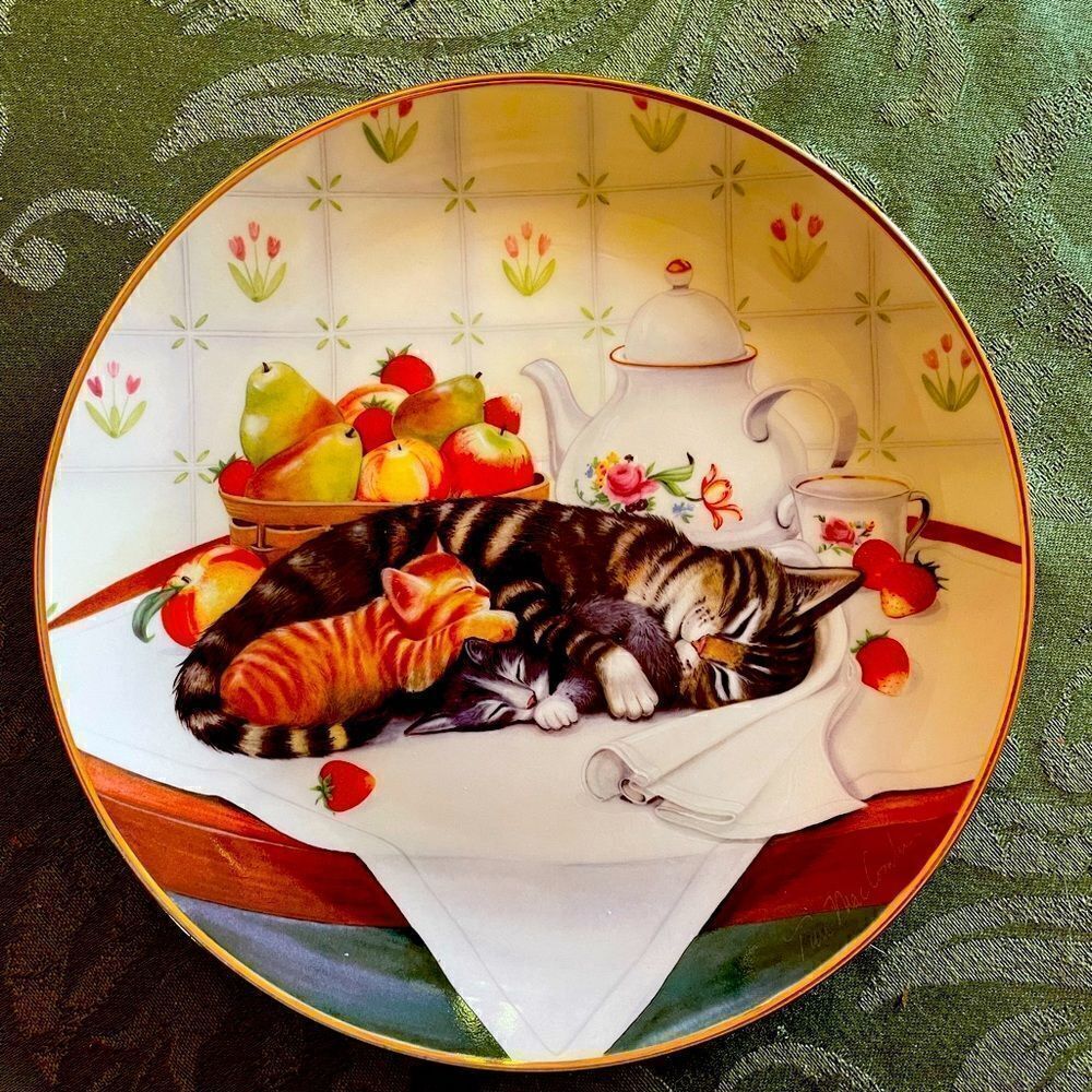 CAT PLATE CAT NAP VINTAGE FRANKLIN MINT HEIRLOOM LIMITED EDITION